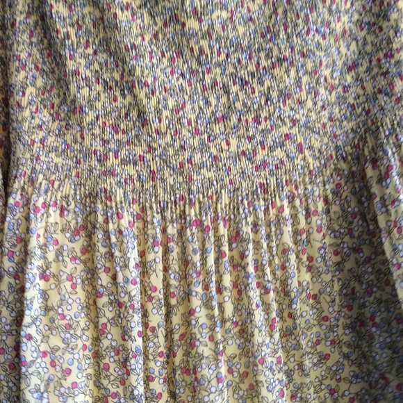 Max Studio yellow skirt smocked waist, tiny floral pattern lined. - Picture 2 of 5